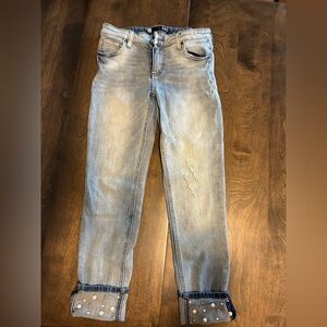 Kut From the Kloth Catherine Boyfriend Jeans Sz 2 Pearl Detail